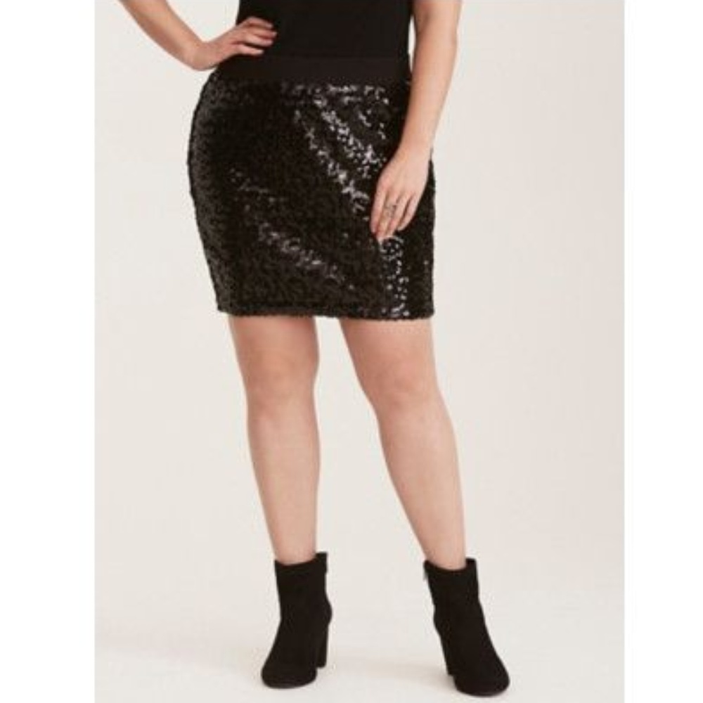 Torrid Black Sequin Pencil Skirt